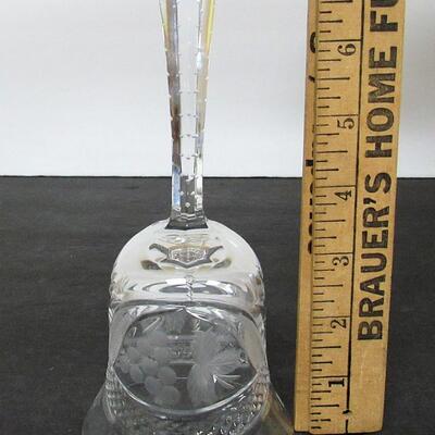 Nice Clear Cut Glass Bell with Grapes and Leaves Cutting    See additional photos