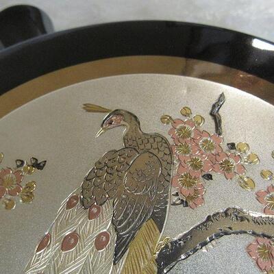 Vintage 1985 #3526/9500 Chokin Vase With Peacock Pattern
