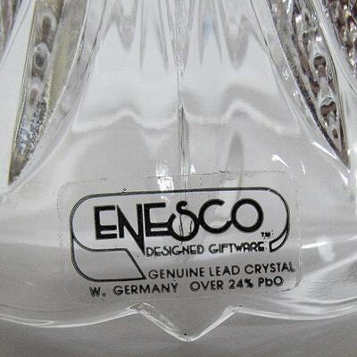 Vintage Enesco Pressed Glass Lead Crystal Bell, Made in West Germany, Hearts and Roses