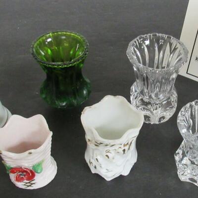 6 Vintage Toothpick Holders, 3 Pressed Glass, 3 Fine China