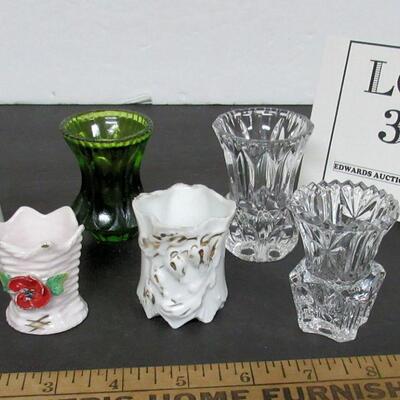6 Vintage Toothpick Holders, 3 Pressed Glass, 3 Fine China
