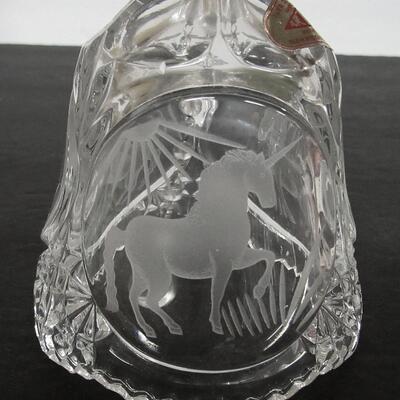 Artmark West Germany Lead Crystal Glass Bell, Unicorn Theme