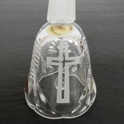 2 West Germany Lead Glass Bells, Artmark Madonna With Cross, Anna Hutte Starburst Lead Crystal