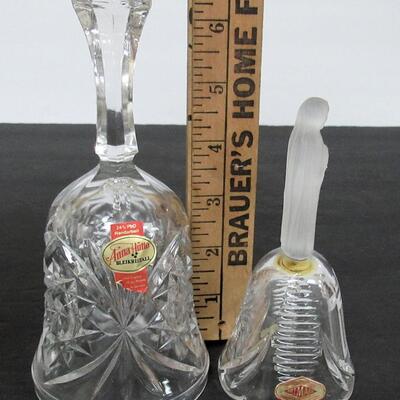 2 West Germany Lead Glass Bells, Artmark Madonna With Cross, Anna Hutte Starburst Lead Crystal