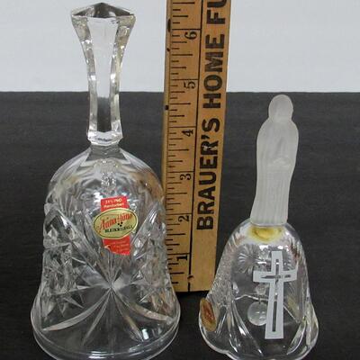 2 West Germany Lead Glass Bells, Artmark Madonna With Cross, Anna Hutte Starburst Lead Crystal