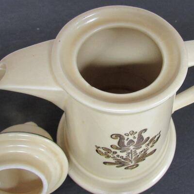 Pfaltzagraff Coffee Pot With Cover, Ivory Colored Village Pattern