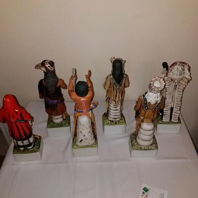 Set of 6 Ski Country Kentucky Straight Bourbon Native North American Decanters