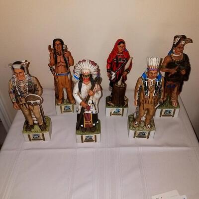 Set of 6 Ski Country Kentucky Straight Bourbon Native North American Decanters