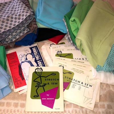 Lot 77 Group Stretch & Sew Patterns & Polyester Fabric