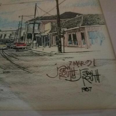 Lot of 2 Stan Routh Signed Pen & Ink Watercolor Prints Framed