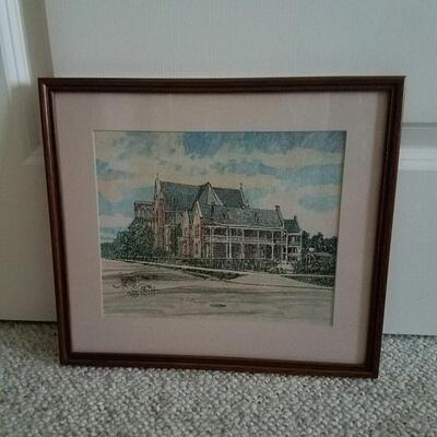 Lot of 2 Stan Routh Signed Pen & Ink Watercolor Prints Framed