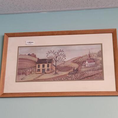 Rural House and Church Print