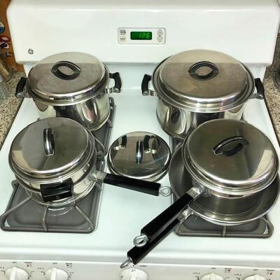 Lot 97 Group "Lifetime" Stainless Cookware Covered Kettles Fry Pan Double Boiler 10pcs