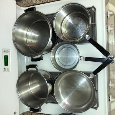 Lot 97 Group "Lifetime" Stainless Cookware Covered Kettles Fry Pan Double Boiler 10pcs