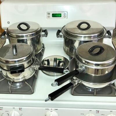 Lot 97 Group "Lifetime" Stainless Cookware Covered Kettles Fry Pan Double Boiler 10pcs
