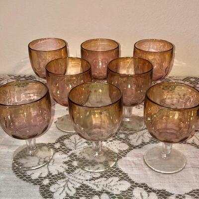 Lot 103 Set 8 Beer Glasses Iridescent Brown Finish