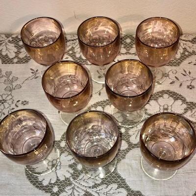 Lot 103 Set 8 Beer Glasses Iridescent Brown Finish