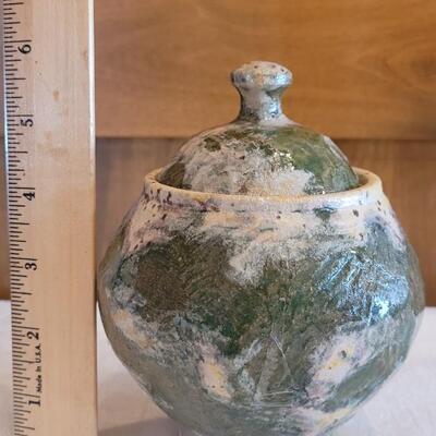 Lot 2: Unsigned Ceramic Jar with Lid