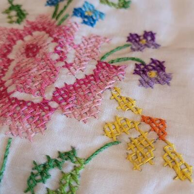 Lot 8: Cross Stitched Pillow Case (case has not been sewn together)