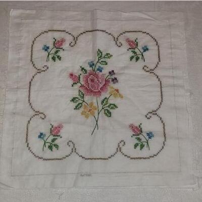 Lot 8: Cross Stitched Pillow Case (case has not been sewn together)