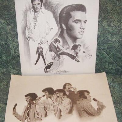 Lot 132 MS Elvis Presley 2 Prints / Drawings Vegas Rock & Roll
