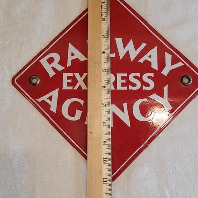 Lot 36: 1920's Porcelain 12" Railroad Express Agency