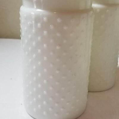 Lot 94: Repro Hobnail Milk Glass Vases (3)