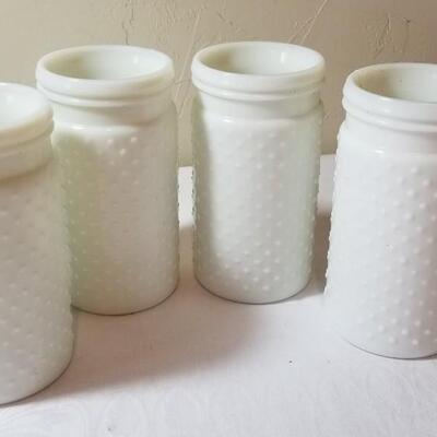 Lot 94: Repro Hobnail Milk Glass Vases (3)