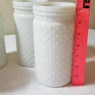 Lot 94: Repro Hobnail Milk Glass Vases (3)