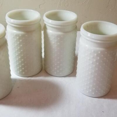 Lot 94: Repro Hobnail Milk Glass Vases (3)