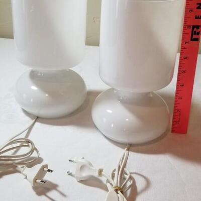 Lot 95:  Pair of White Lamps with European Plugs