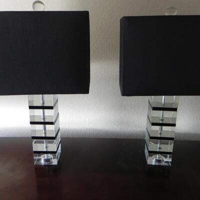 LOT  31  TWO GLASS LAMPS