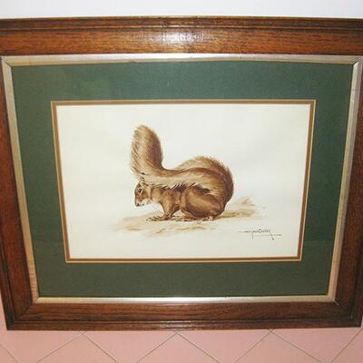 Lot 140 MSAA Framed Watercolor Jacques Cartier (1907 - 2001) Brown Squirrel Listed Artist