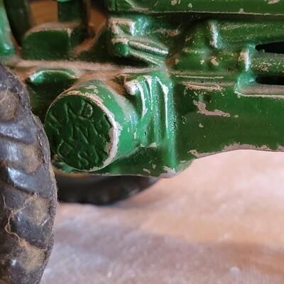 Lot 108: Vintage John Deer Cast Iron Tractor with Green Cast Iron Driver