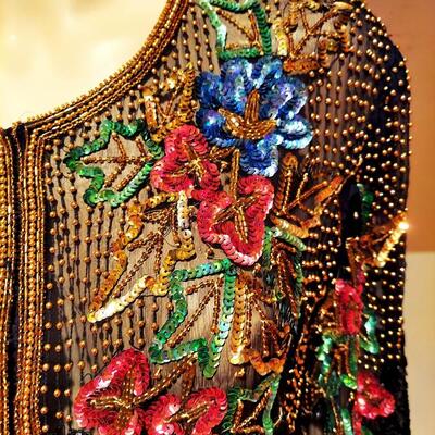 Vtg Opera layering silk Cloak fully hand beaded embellished
