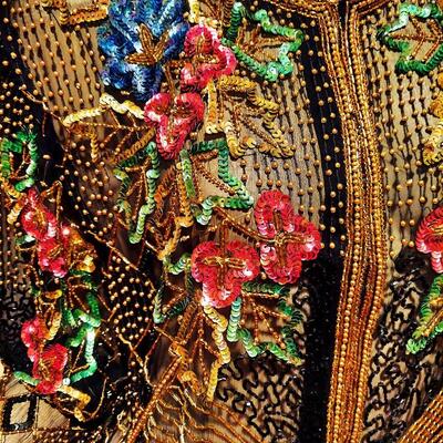Vtg Opera layering silk Cloak fully hand beaded embellished