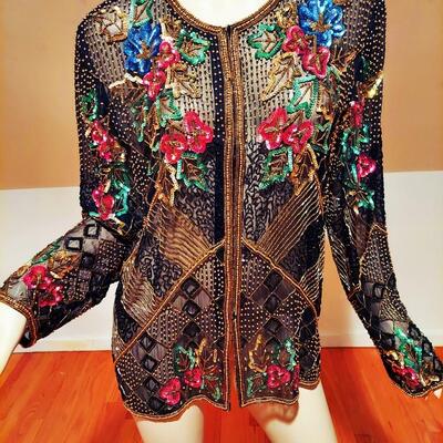 Vtg Opera layering silk Cloak fully hand beaded embellished