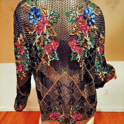 Vtg Opera layering silk Cloak fully hand beaded embellished