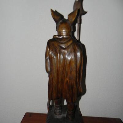 LOT 37 CARVED WOODEN VIKING