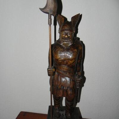 LOT 37 CARVED WOODEN VIKING