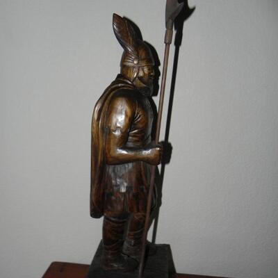 LOT 37 CARVED WOODEN VIKING