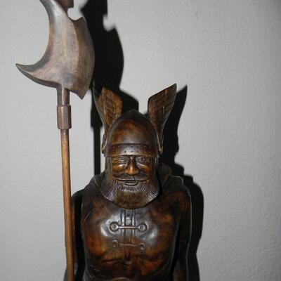 LOT 37 CARVED WOODEN VIKING