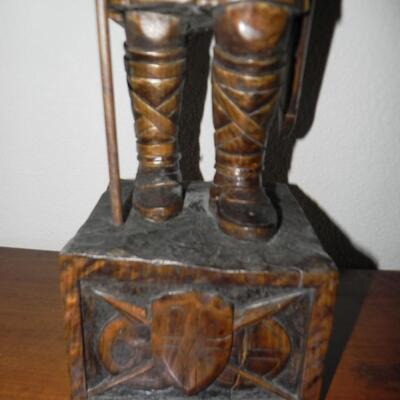 LOT 37 CARVED WOODEN VIKING