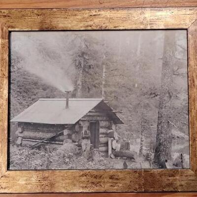 Lot 117: Antique Miner's Cabin Framed Photo