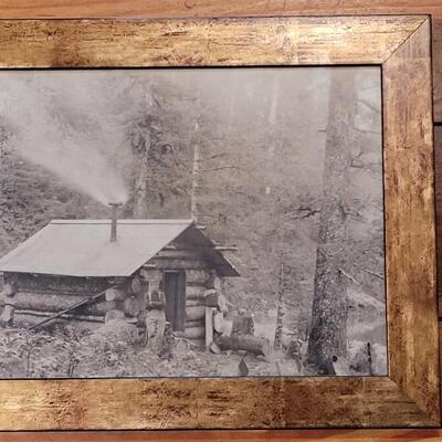 Lot 117: Antique Miner's Cabin Framed Photo