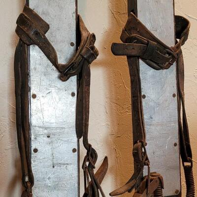 Lot 128: Antique Wood Skis 7'6"
