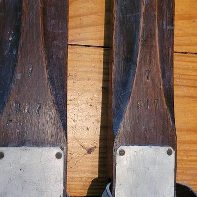 Lot 128: Antique Wood Skis 7'6"