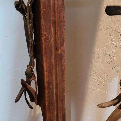 Lot 128: Antique Wood Skis 7'6"