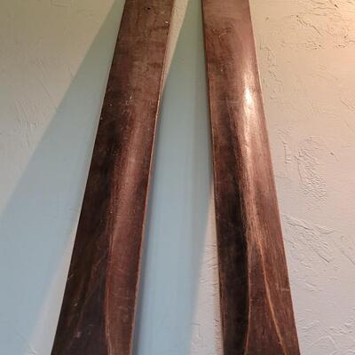 Lot 128: Antique Wood Skis 7'6"