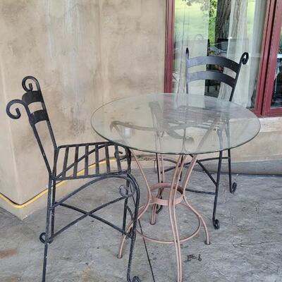 Lot 146: Outdoor Metal Chairs w/ Table 